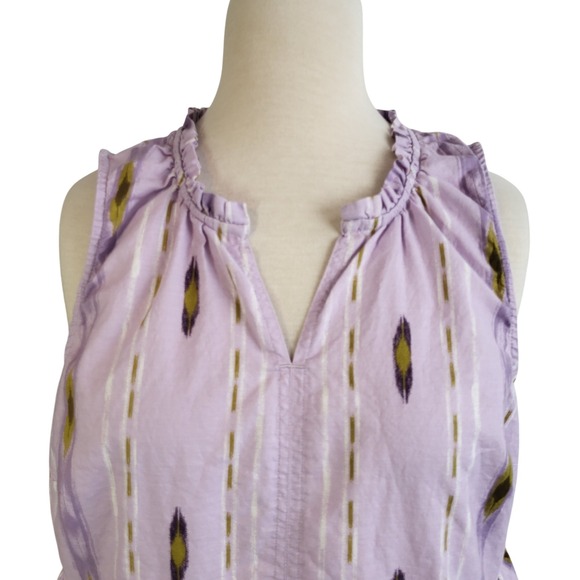 Sonoma Lavender Ikat Tiered Maxi Dress Womens L Cotton Boho Flowy A-Line Summer - Picture 4 of 10